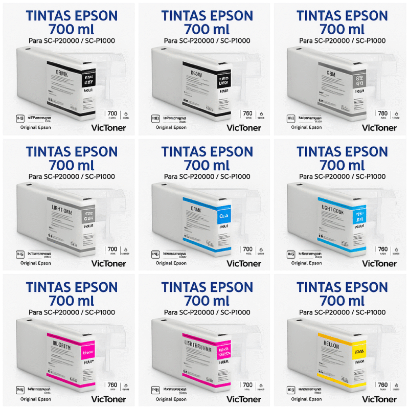 Tinta Epson UltraChrome PRO 700 ml p/ SureColor SC-P20000 / SC-P10000 – Colores Variables – Original