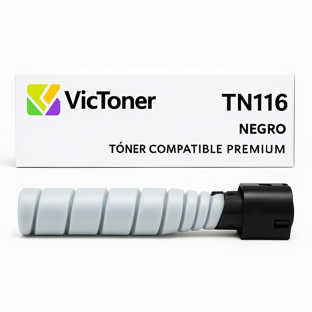 Tóner Compatible VicToner TN116 Negro | Konica Minolta bizhub 164 / 165 / 184 / 185 | ~11 000 páginas