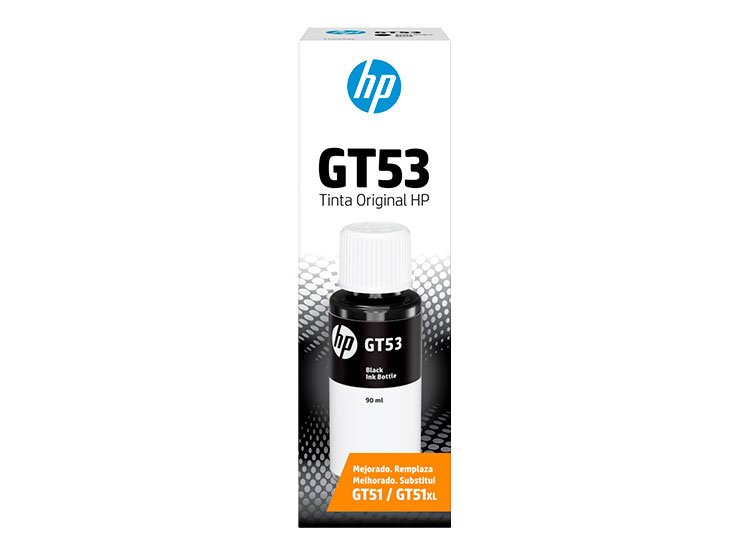 Tinta HP GT52 / GT53 Original – Botellas de recarga 4 colores (Cian, Magenta, Amarillo, Negro) - NEGRO
