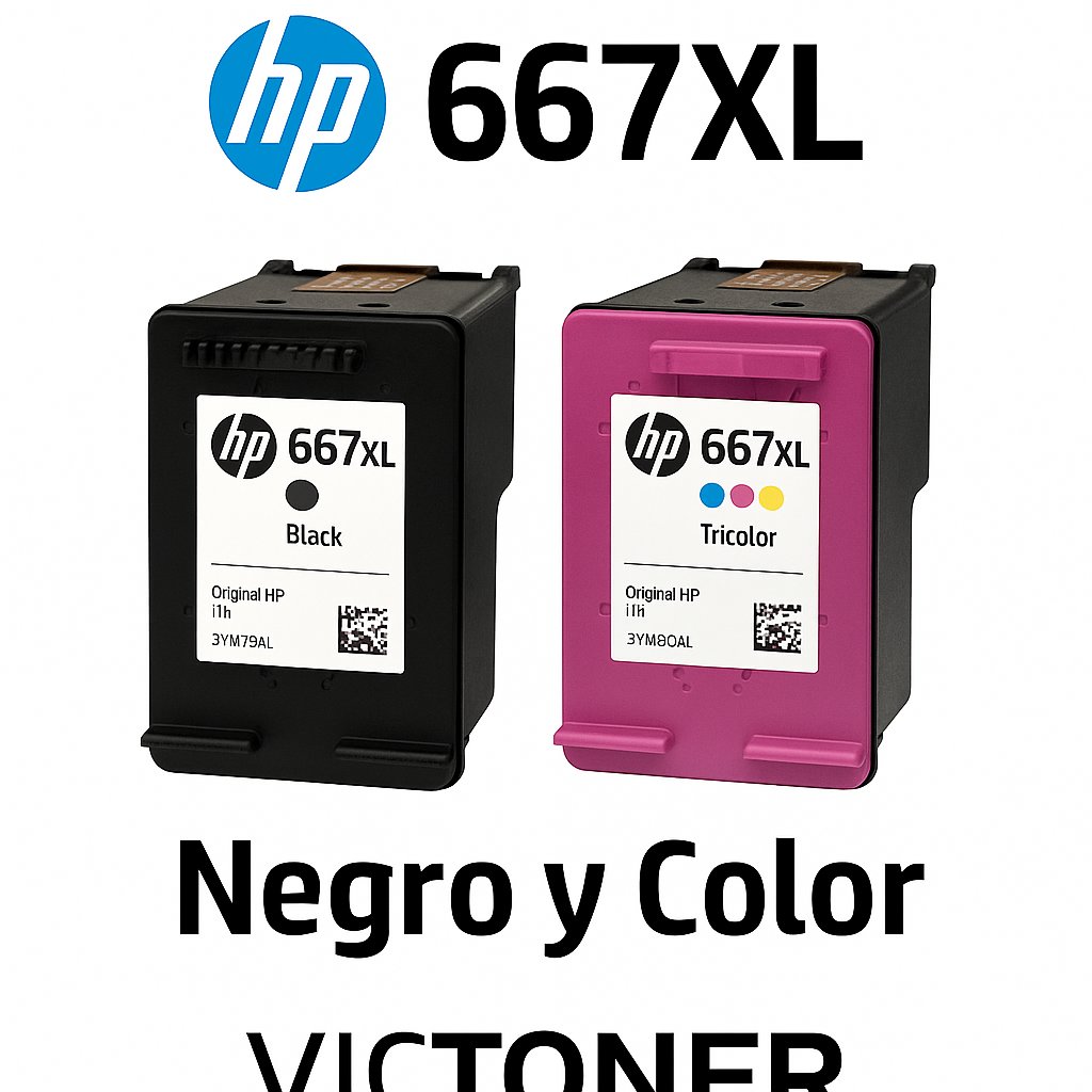 Tinta HP 667XL Negro y Color – Alta Capacidad