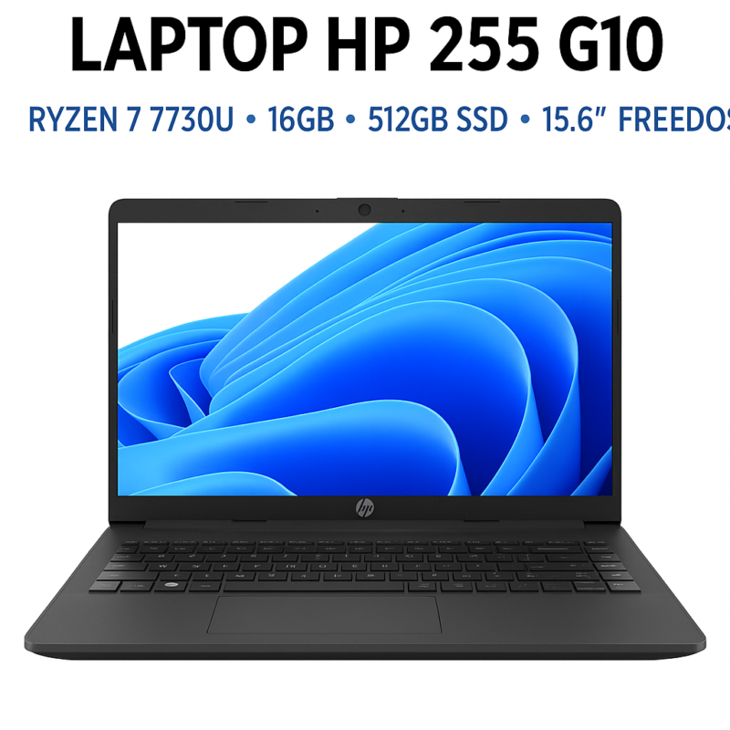 Laptop HP 255 G10 Ryzen 7 7730U 16GB 512GB SSD 15.6″ FreeDOS – B03E1LT