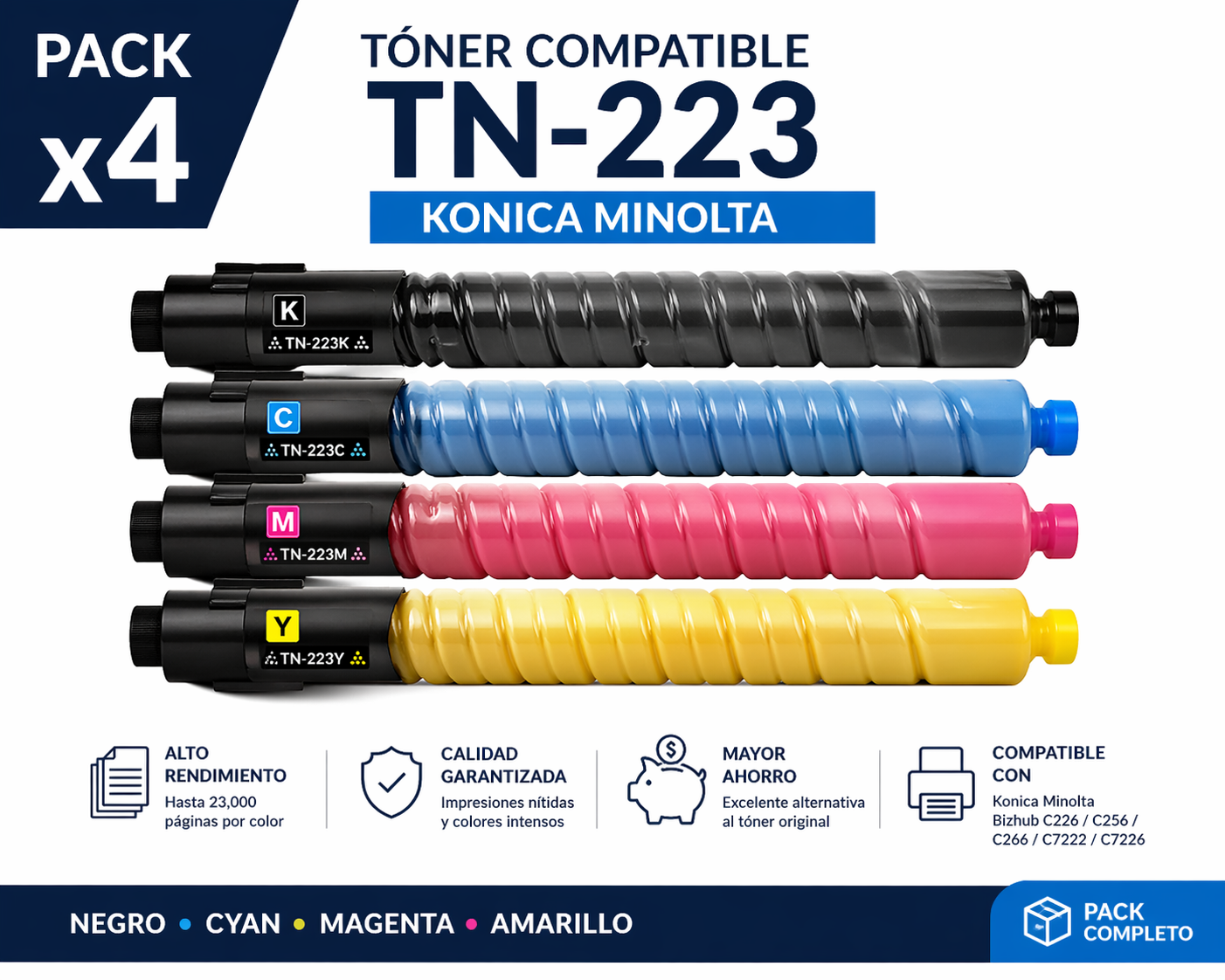 Tóner Konica Minolta TN223 para Bizhub C226 / C256 / C266