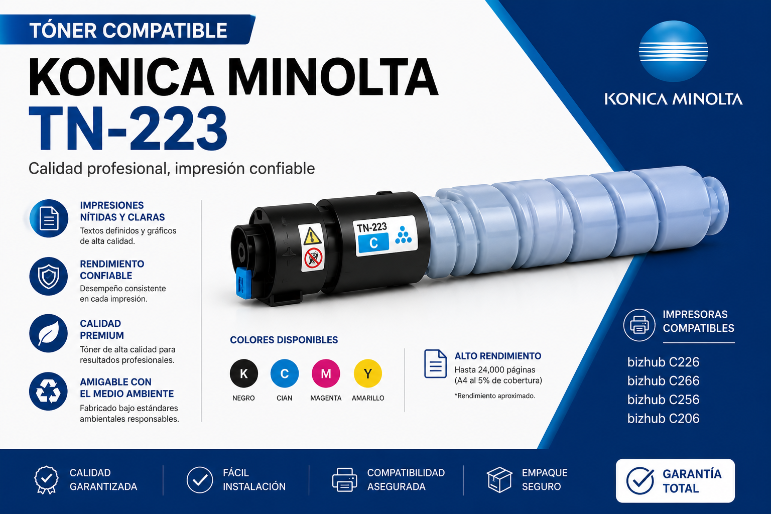 Tóner compatible Konica Minolta TN-223 1 Tóner compatible Konica Minolta TN-223