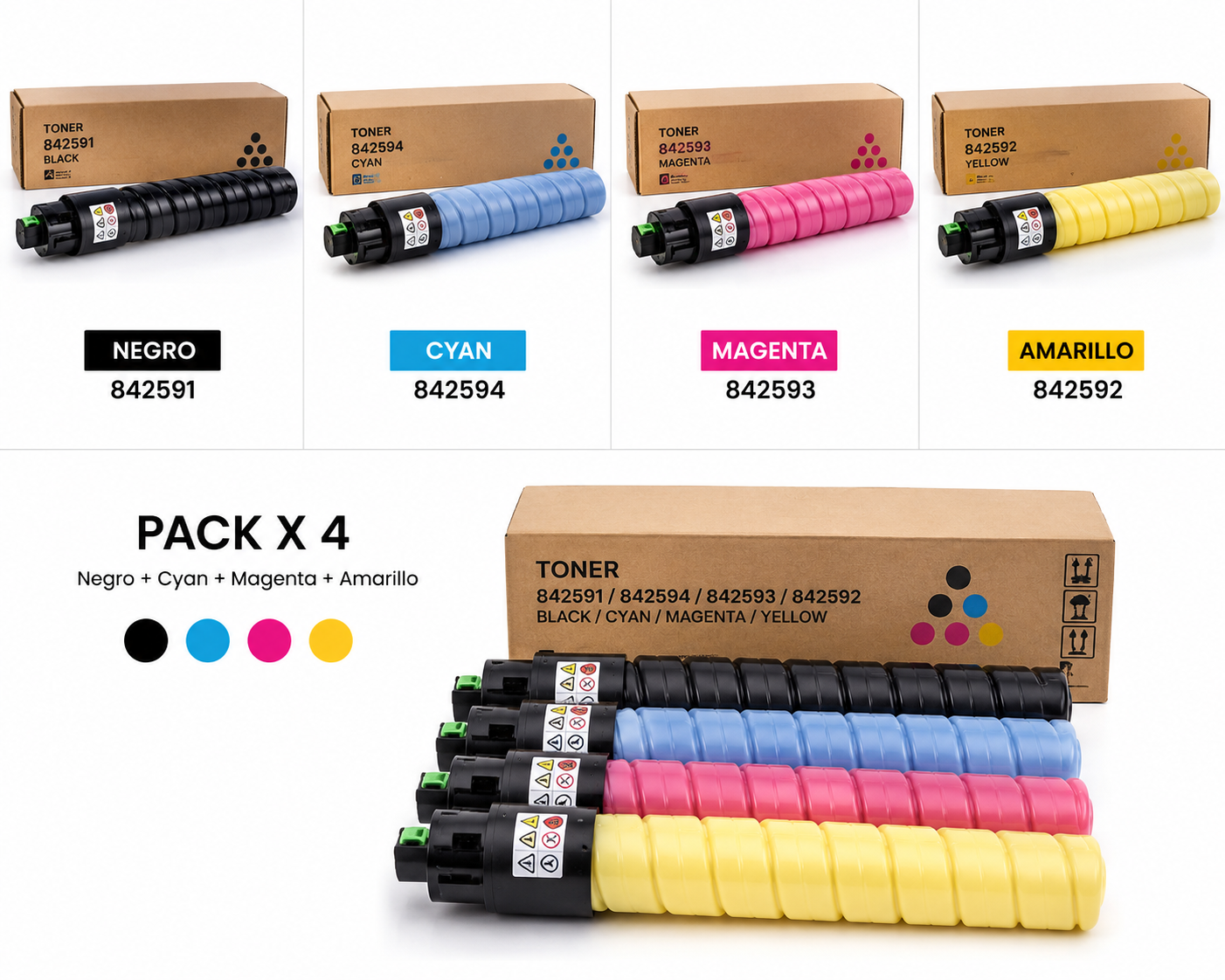 Tóner Ricoh IM C2010/C2025 Compatible | Negro y Colores | VicToner 1 IM C2010-C2025